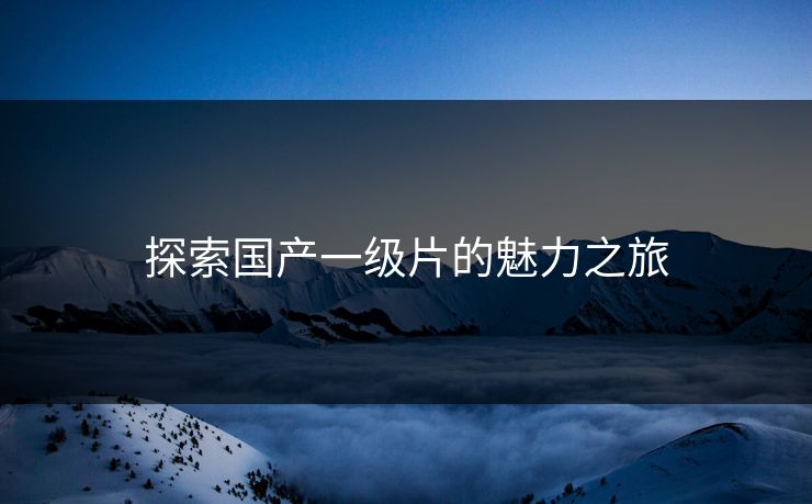 探索国产一级片的魅力之旅